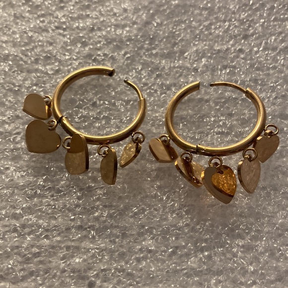 NWOT - Stainless Steel Cute Heart Rose Gold Tassel Bohemia Choker Necklace Set - Picture 5 of 16